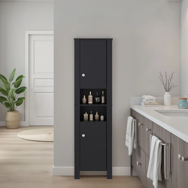 ESTANTE ORGANIZADOR BAÑO 2 PUERTAS VANESSA WENGUE 160,7X44,1X27,6 CM - 1
