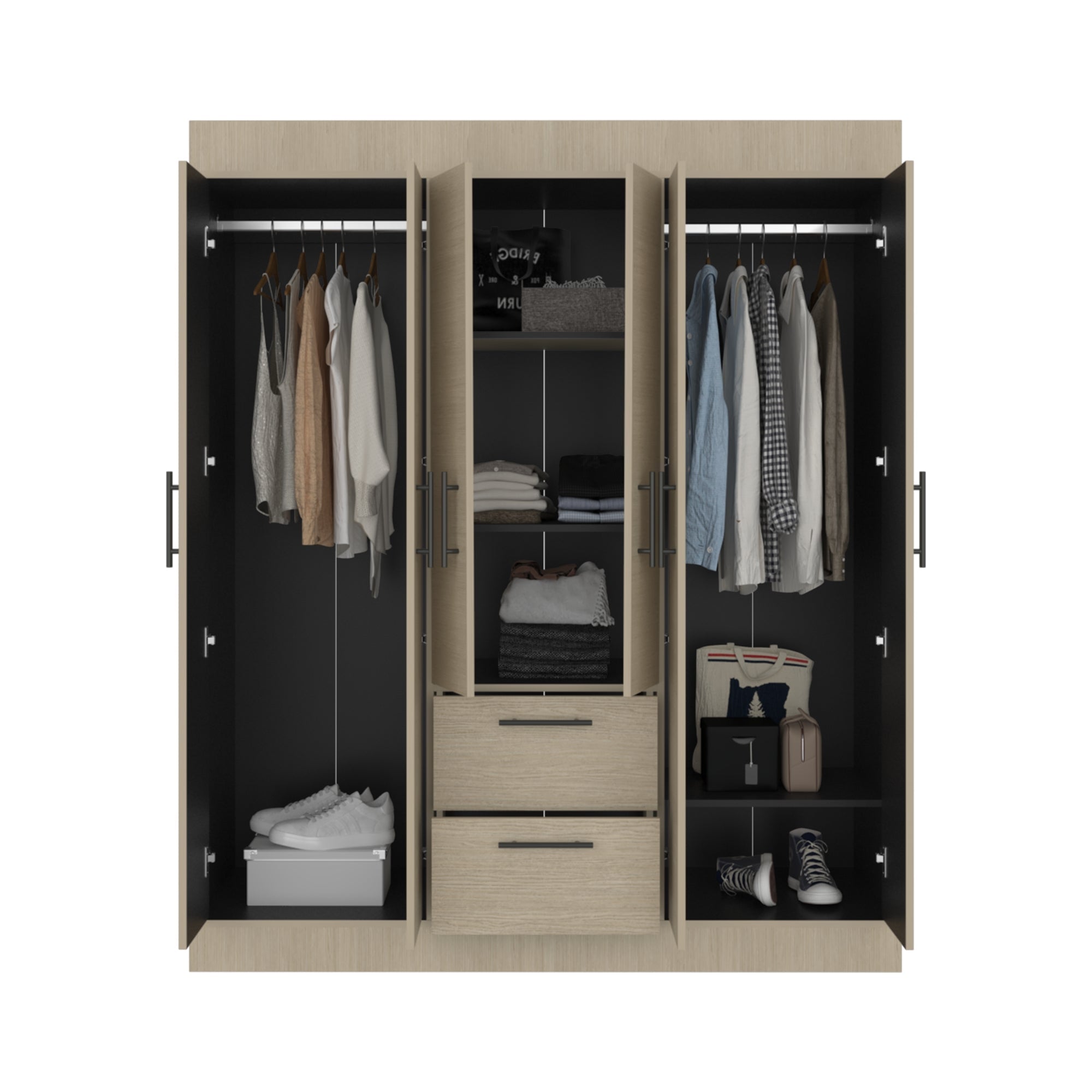 ROPERO 6 PUERTAS 2 CAJONES 150 VM CARTAGENA Y WENGUE 177,9X150,0X50,4 CM - 3