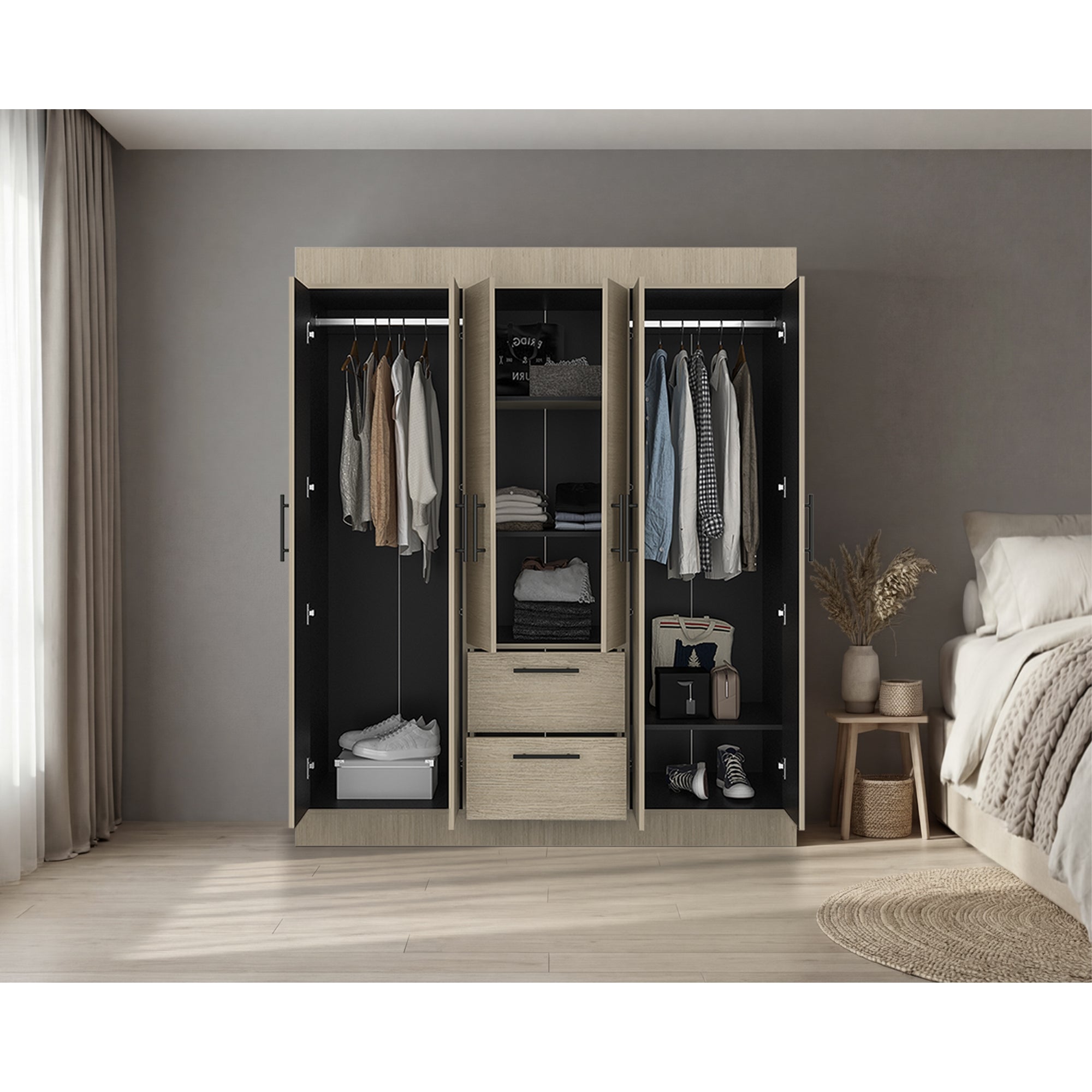 ROPERO 6 PUERTAS 2 CAJONES 150 VM CARTAGENA Y WENGUE 177,9X150,0X50,4 CM - 6
