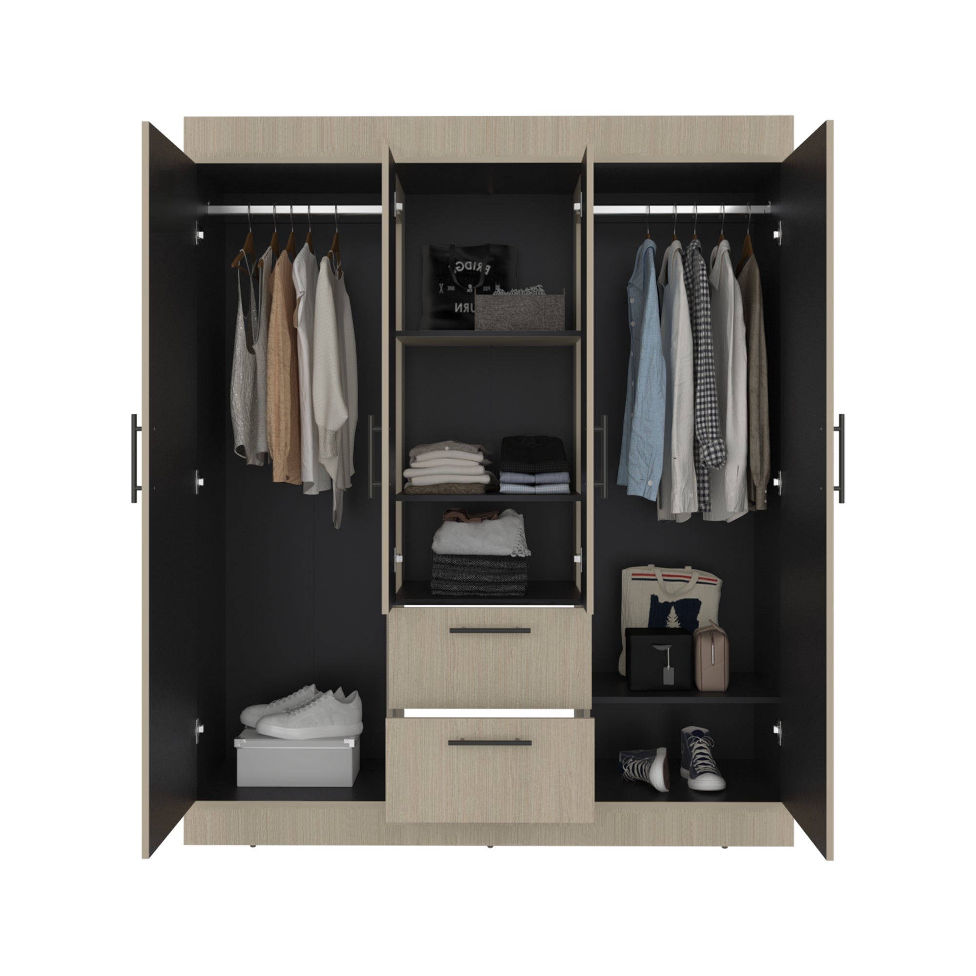 ROPERO 4 PUERTAS 2 CAJONES 150 VM CARTAGENA Y WENGUE 177,9X150,3X50,4 CM - 3
