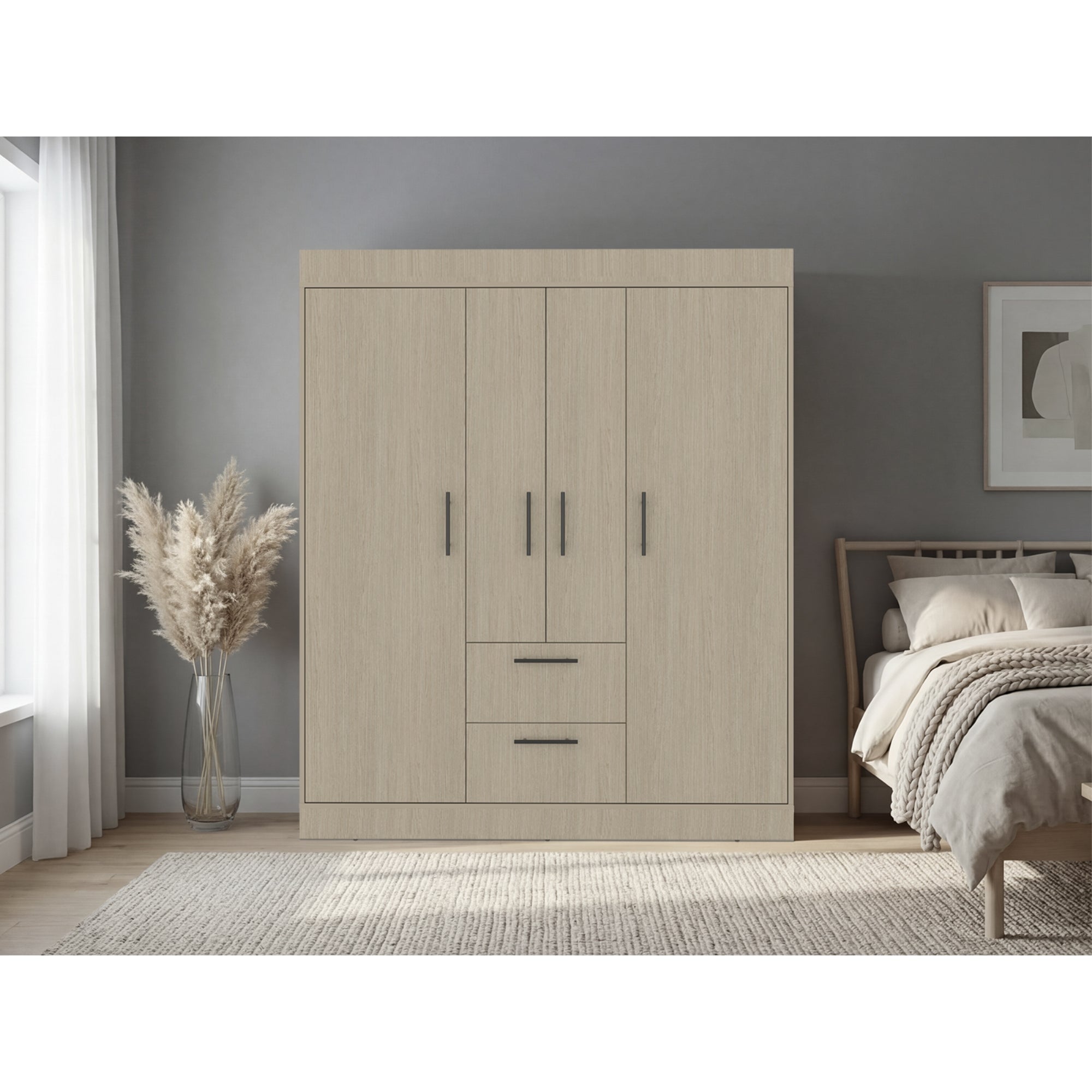 ROPERO 4 PUERTAS 2 CAJONES 150 VM CARTAGENA Y WENGUE 177,9X150,3X50,4 CM - 5