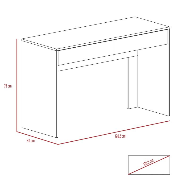 ESCRITORIO 2 CAJONES ACRE WENGUE 75,0X120,2X45,0 CM - 6