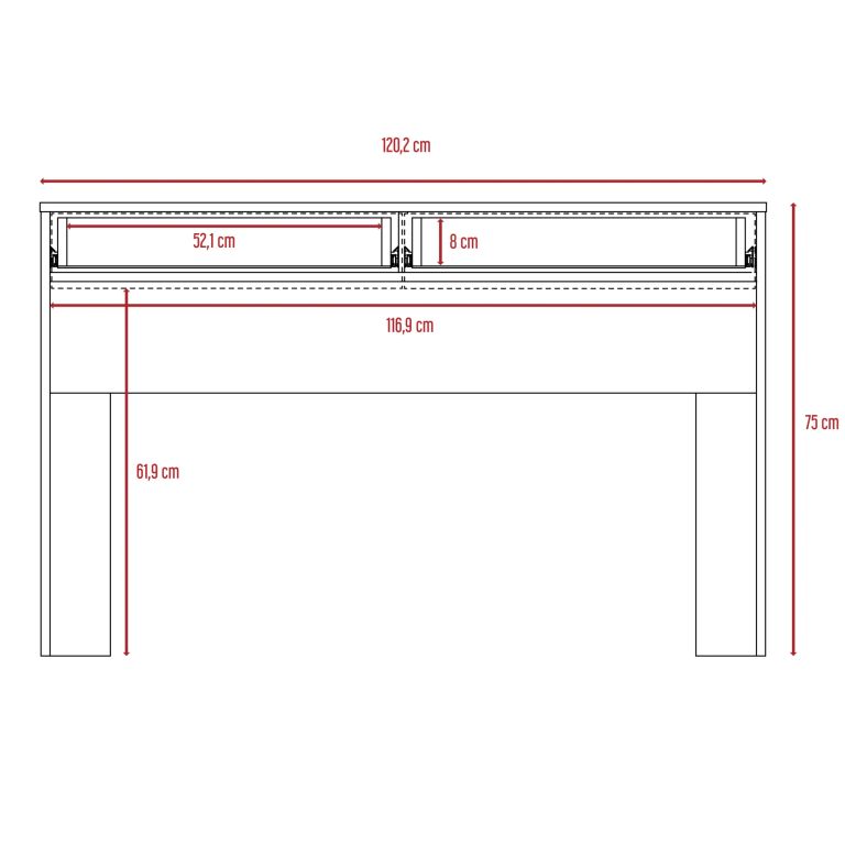 ESCRITORIO 2 CAJONES ACRE WENGUE 75,0X120,2X45,0 CM - 7