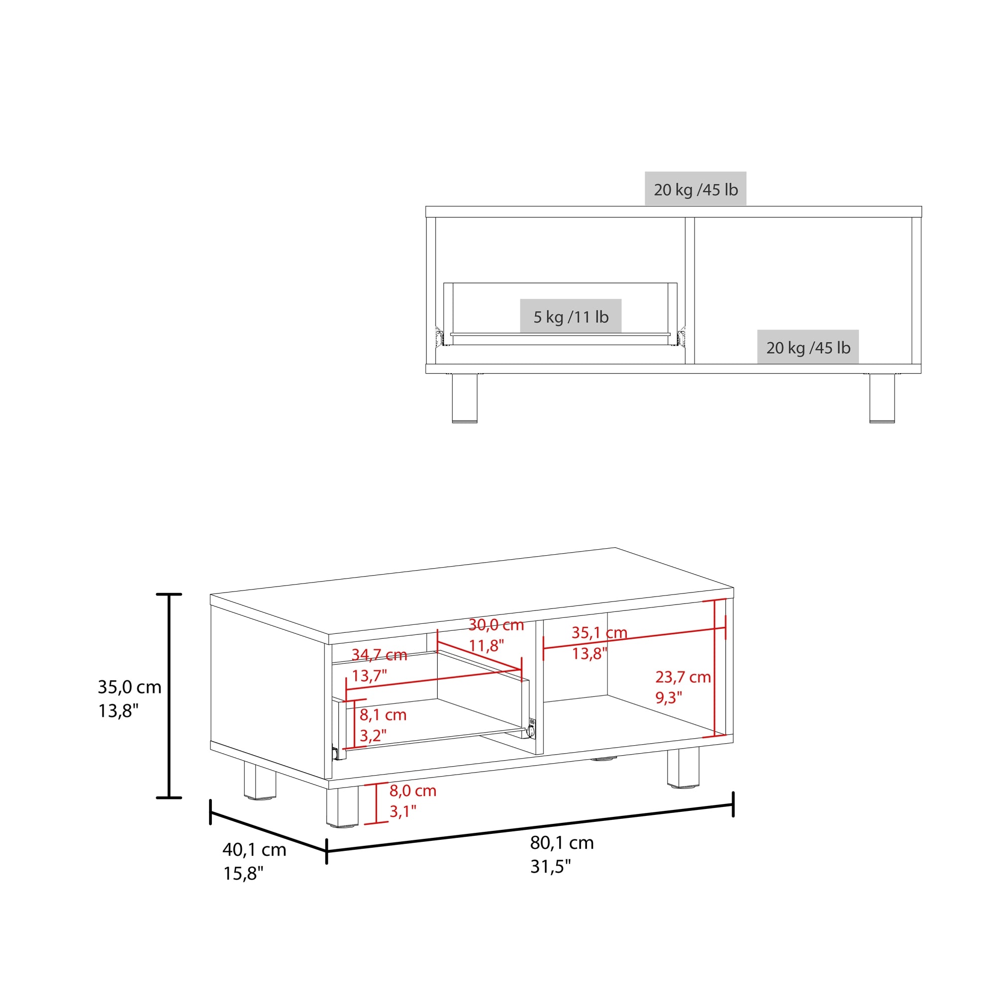 MESA DE CENTRO 1 CAJÓN TORENCE 35,0X80,1X40,1 CM - 7