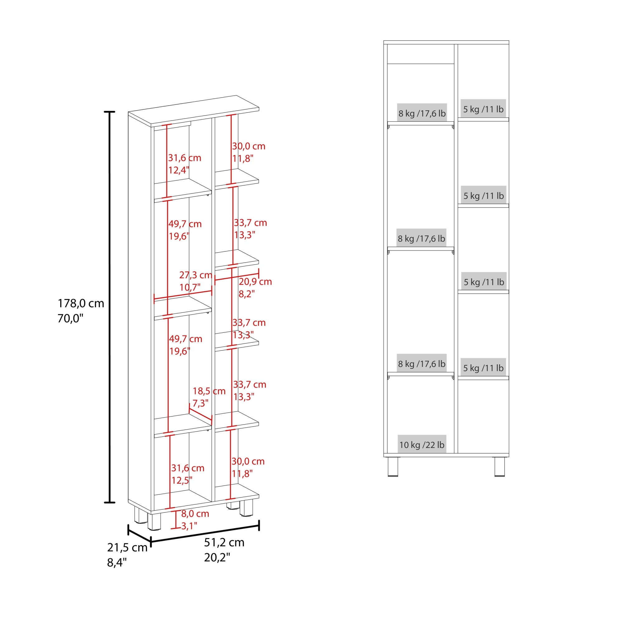 ESTANTE ALTO DE BAÑO 1 PUERTA BATH 178,0X51,2X21,5 CM - 7