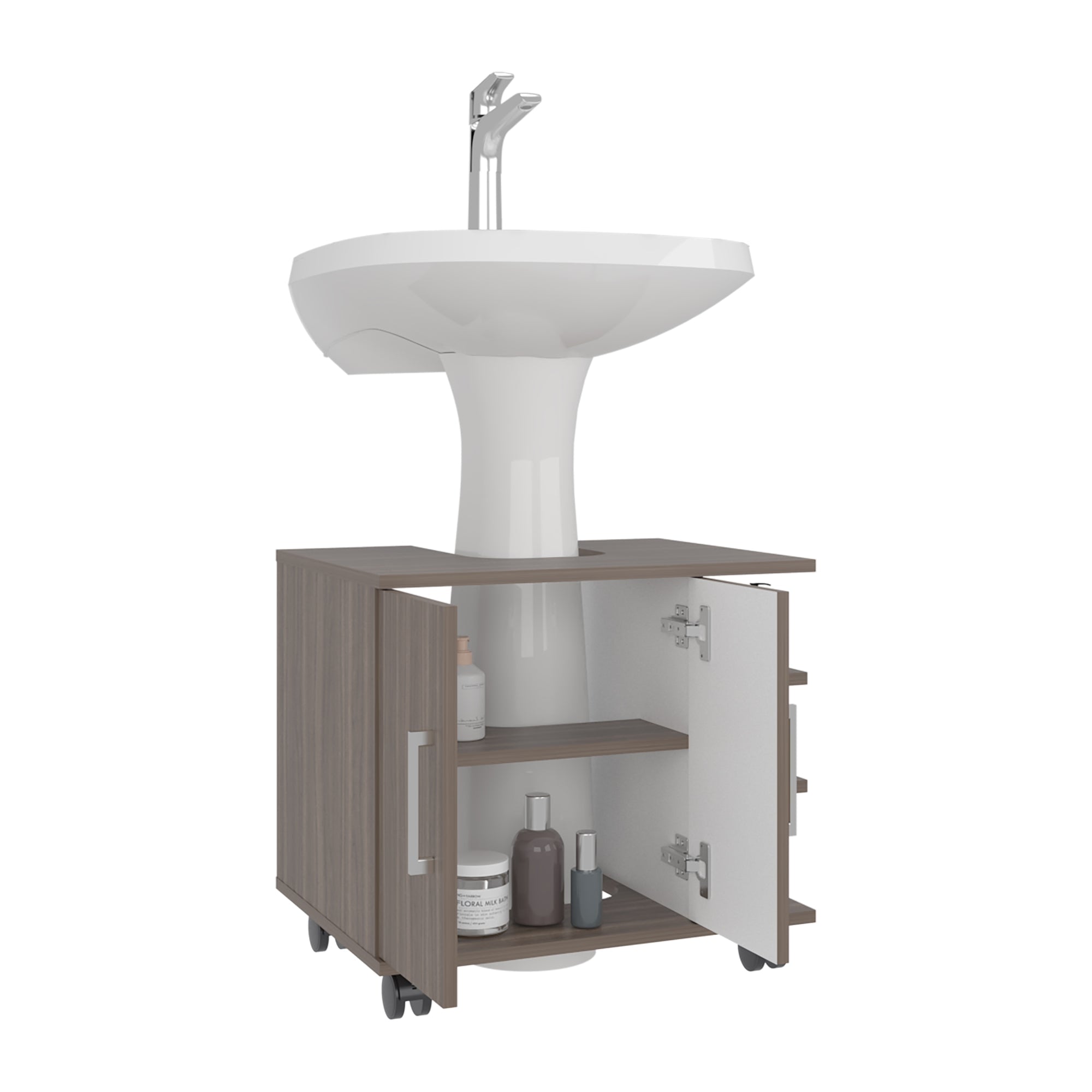 MUEBLE PARA LAVAMANOS 2 PUERTAS BATH AVELLANA Y BLANCO 50,0X55,0X41,4 CM - 3