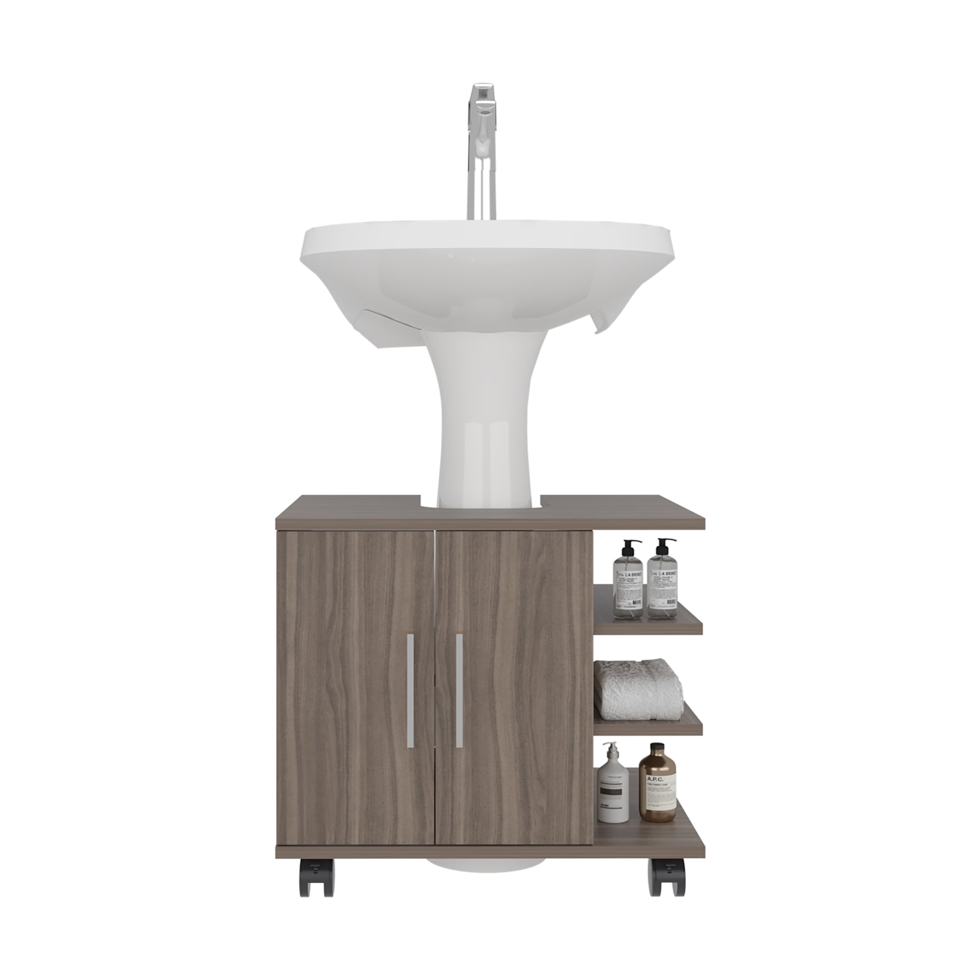 MUEBLE PARA LAVAMANOS 2 PUERTAS BATH AVELLANA Y BLANCO 50,0X55,0X41,4 CM - 4