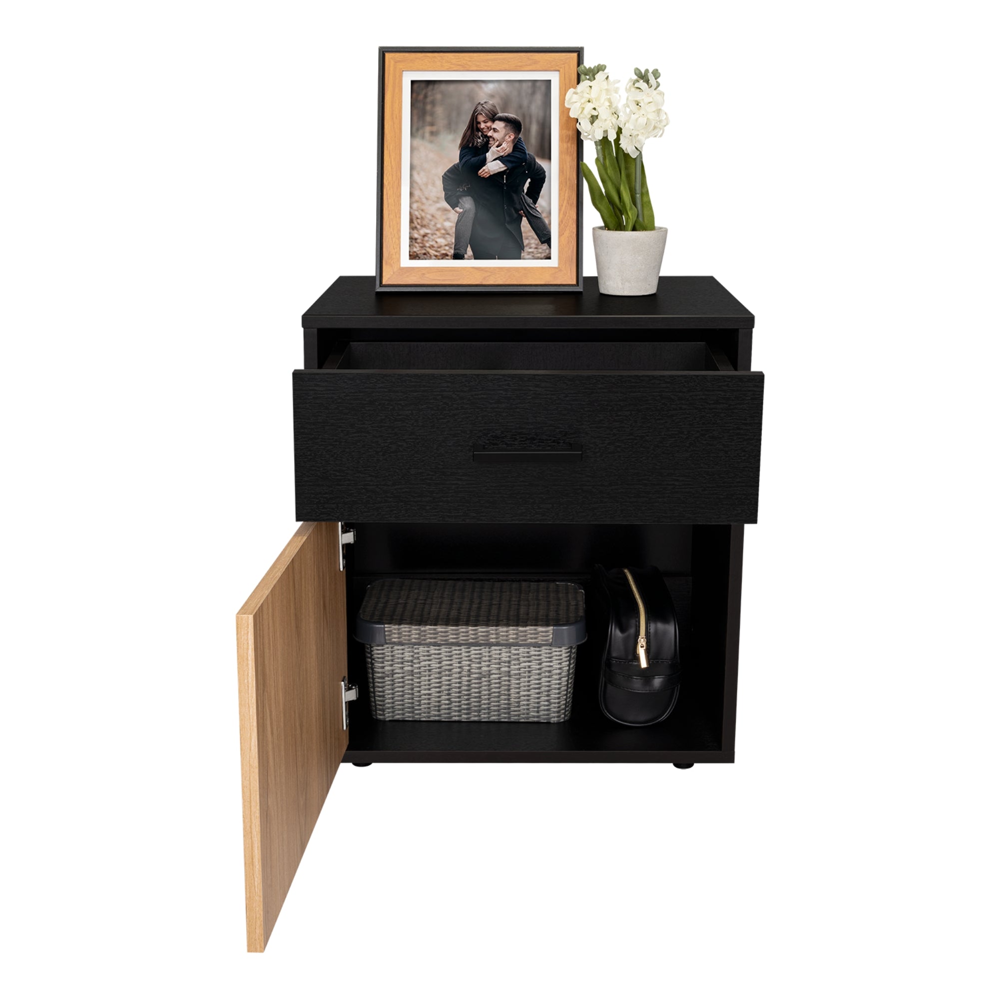 VELADOR 1 PUERTA 1 CAJON GRAYSON WENGUE Y FRESNO 55,0X50,0X37,6 CM - 4