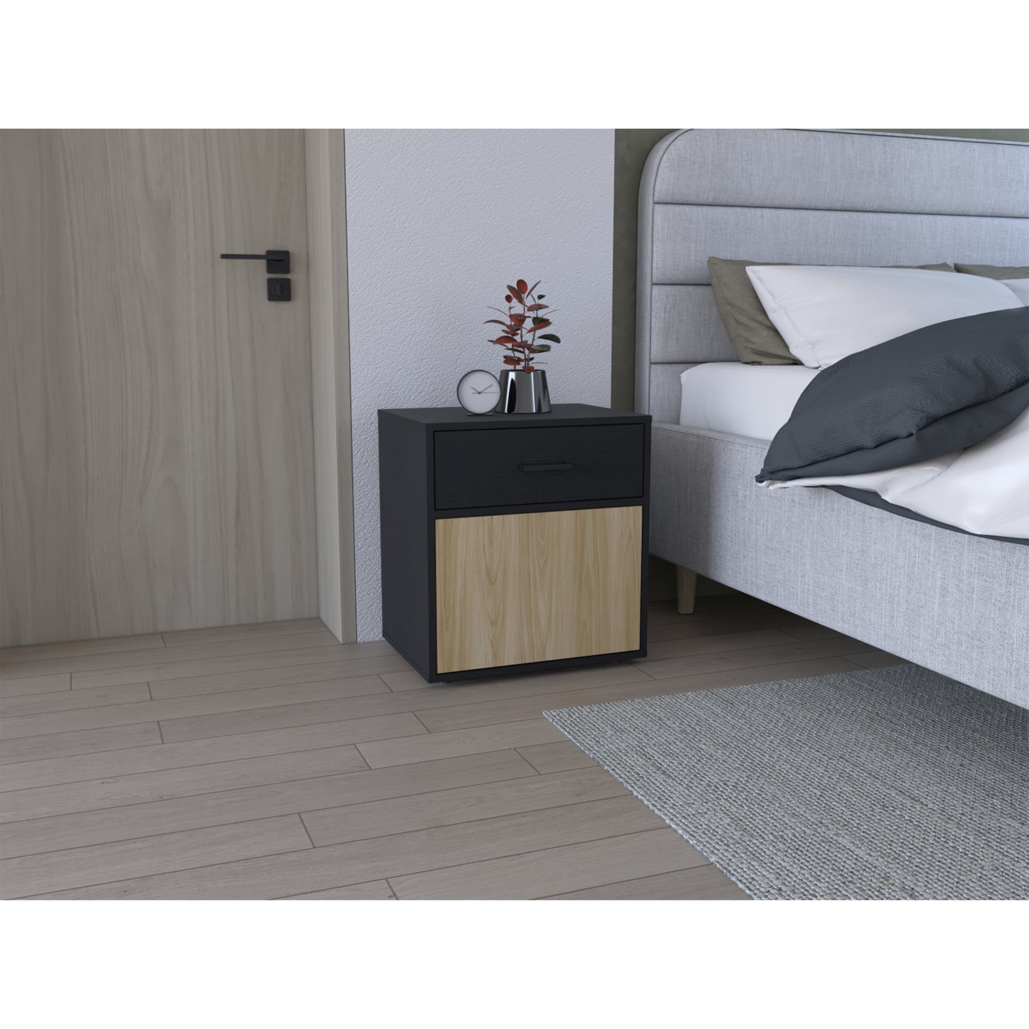 VELADOR 1 PUERTA 1 CAJON GRAYSON WENGUE Y FRESNO 55,0X50,0X37,6 CM - 5