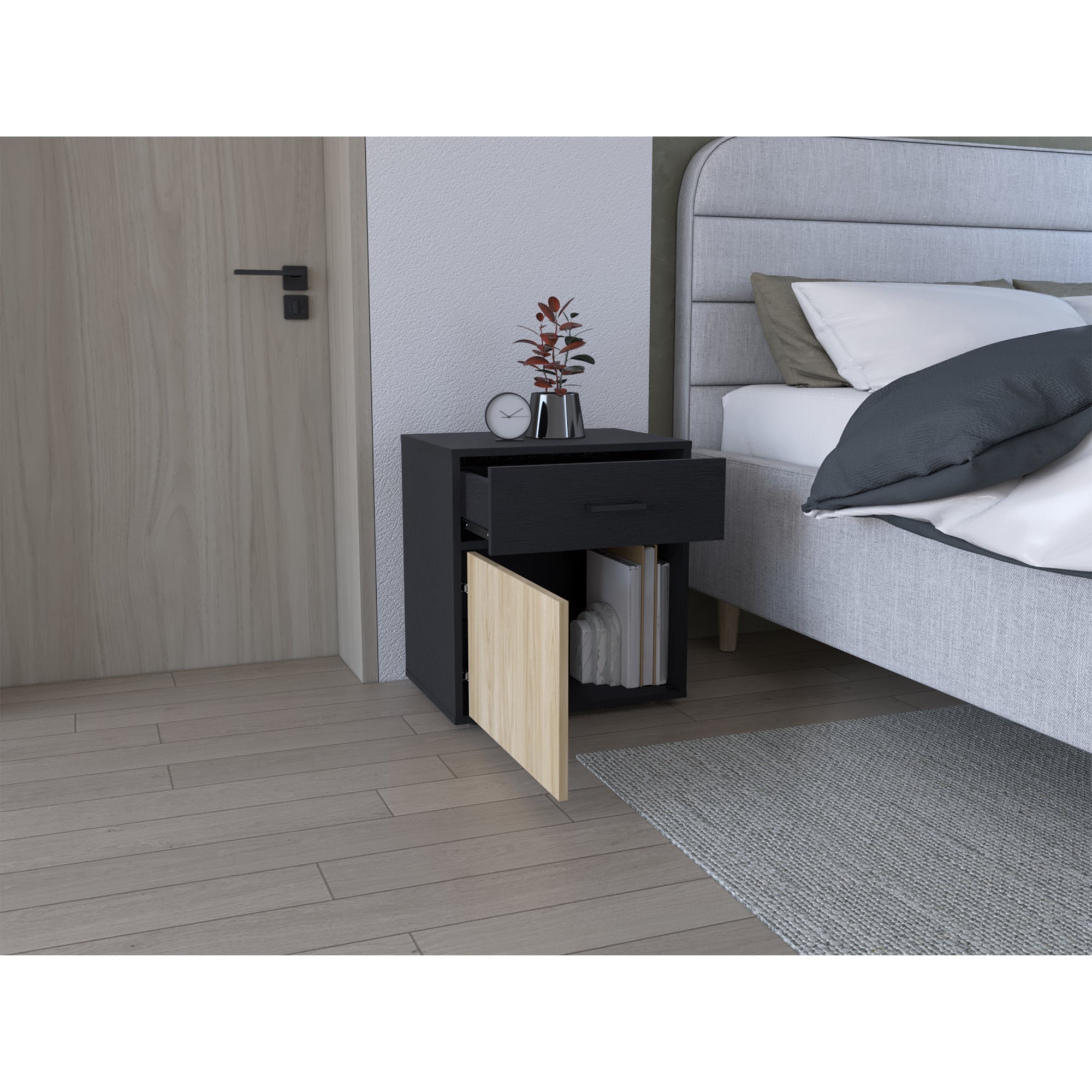 VELADOR 1 PUERTA 1 CAJON GRAYSON WENGUE Y FRESNO 55,0X50,0X37,6 CM - 6