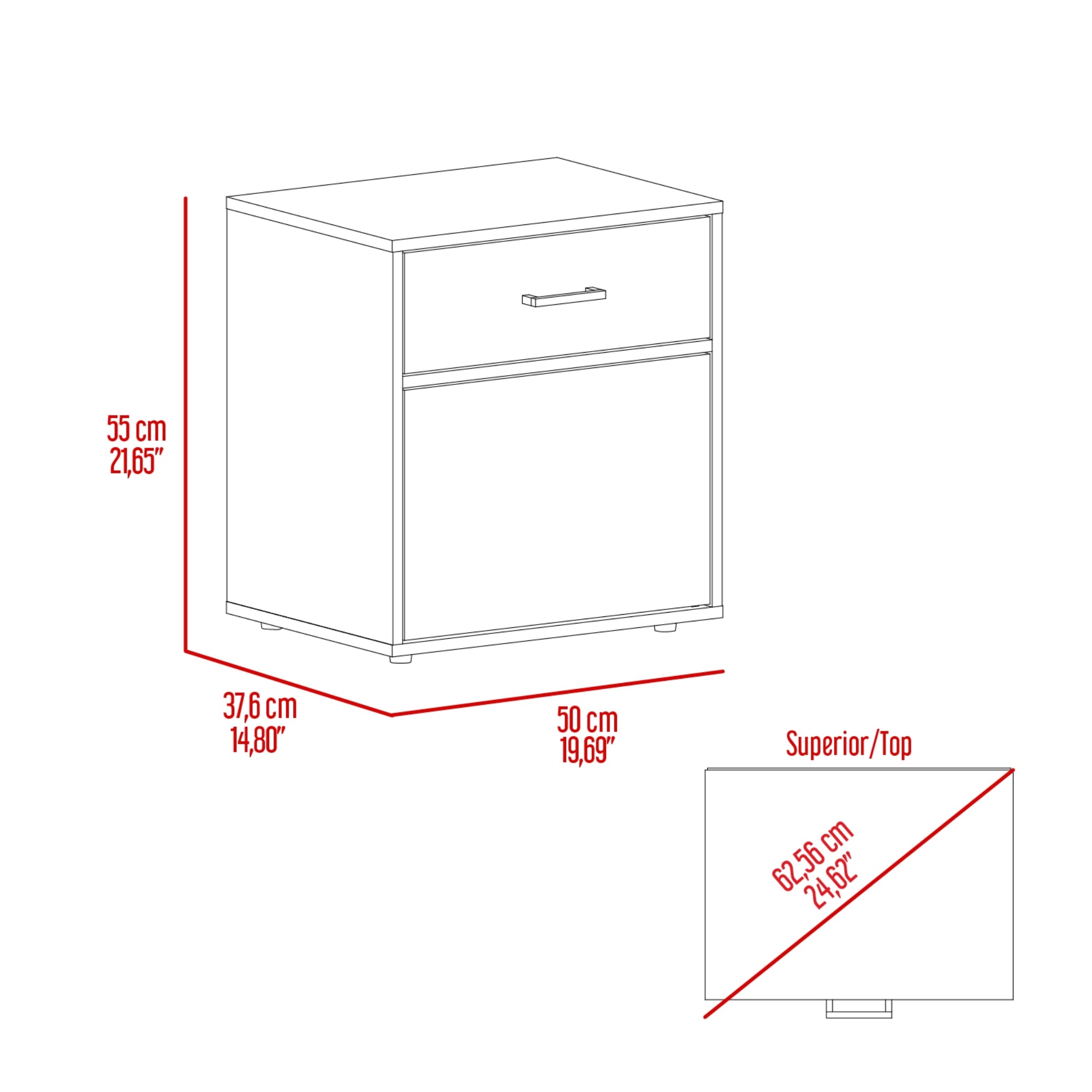 VELADOR 1 PUERTA 1 CAJON GRAYSON WENGUE Y FRESNO 55,0X50,0X37,6 CM - 7