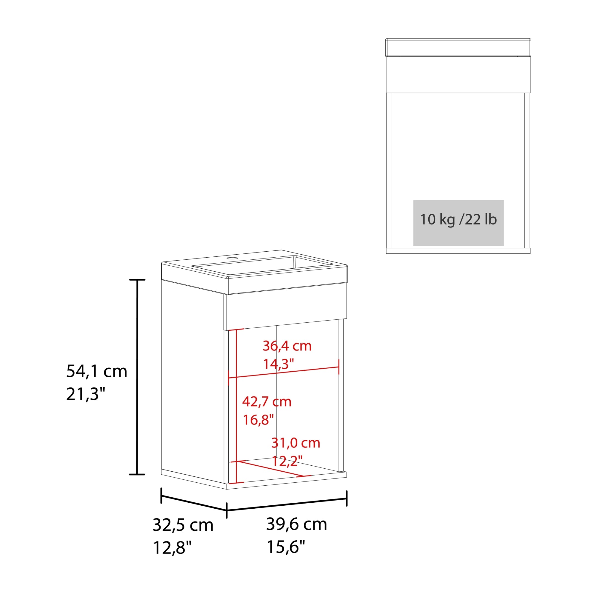 VANITORIO FLOTANTE 1 PUERTA OXFORD 54,1X39,6X32,5 CM - 7