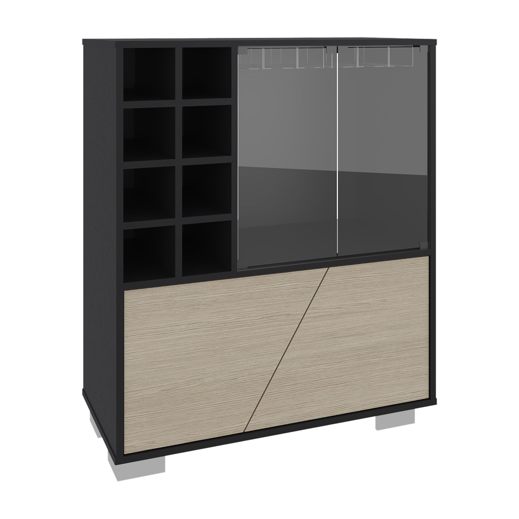 BAR BAJO 4 PUERTAS 8 BOTELLEROS Y PORTACOPAS FRAKTAL WENGUE Y CARTAGENA 94,9X78,8X40,3 CM - 1