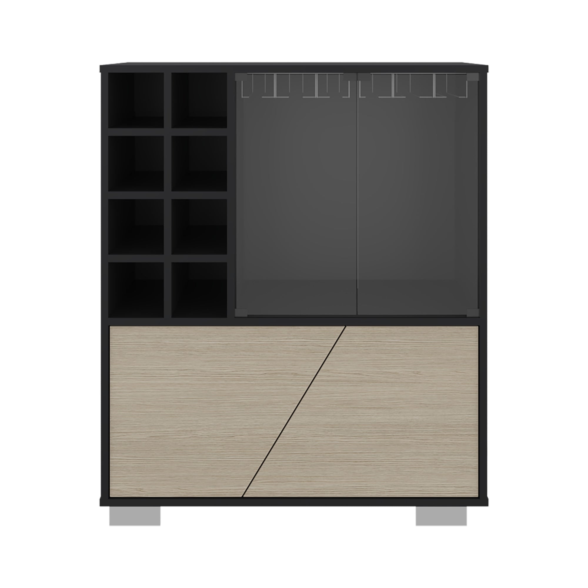 BAR BAJO 4 PUERTAS 8 BOTELLEROS Y PORTACOPAS FRAKTAL WENGUE Y CARTAGENA 94,9X78,8X40,3 CM - 2