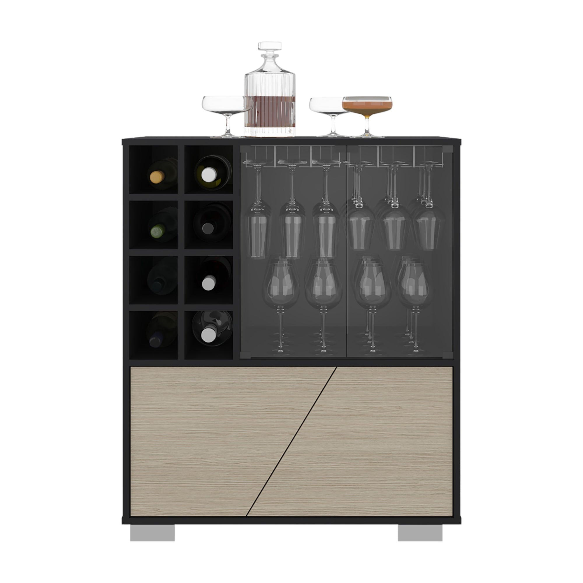 BAR BAJO 4 PUERTAS 8 BOTELLEROS Y PORTACOPAS FRAKTAL WENGUE Y CARTAGENA 94,9X78,8X40,3 CM - 3