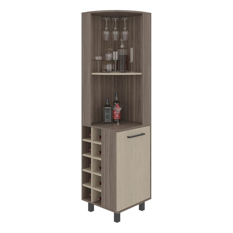 BAR ESQUINERO 1 PUERTA KAIA 10 BOTELLEROS Y PORTACOPAS AVELLANA Y CARTAGENA 180,0X45,0X45,0 CM - 3