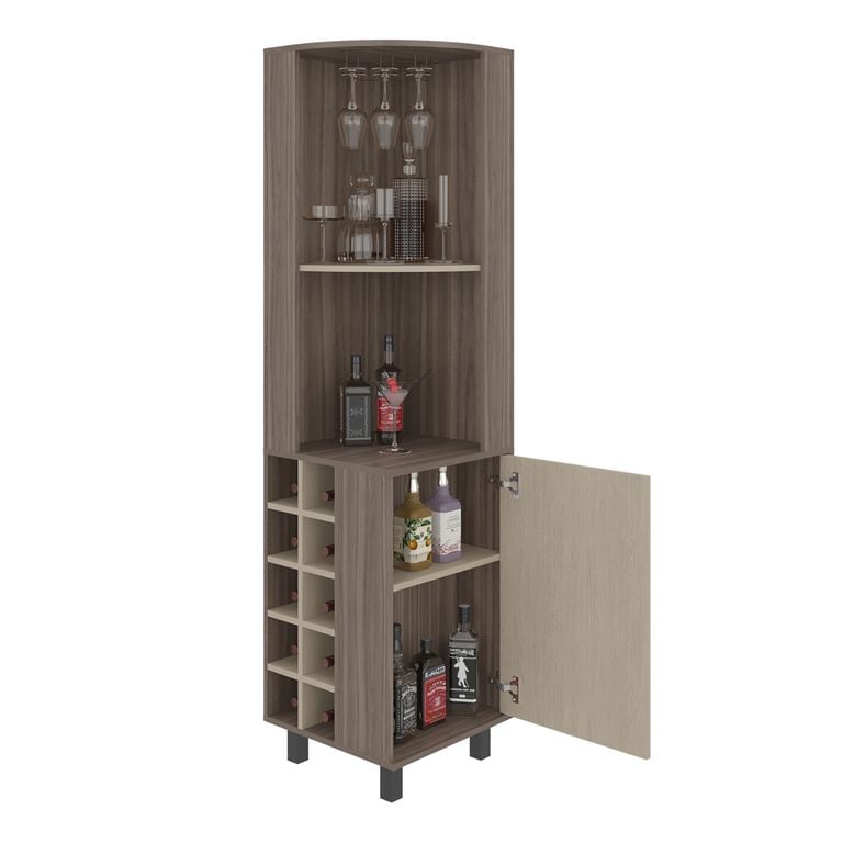 BAR ESQUINERO 1 PUERTA KAIA 10 BOTELLEROS Y PORTACOPAS AVELLANA Y CARTAGENA 180,0X45,0X45,0 CM - 4