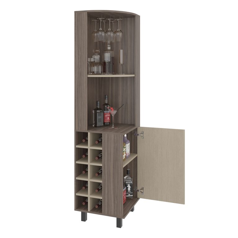 BAR ESQUINERO 1 PUERTA KAIA 10 BOTELLEROS Y PORTACOPAS AVELLANA Y CARTAGENA 180,0X45,0X45,0 CM - 5