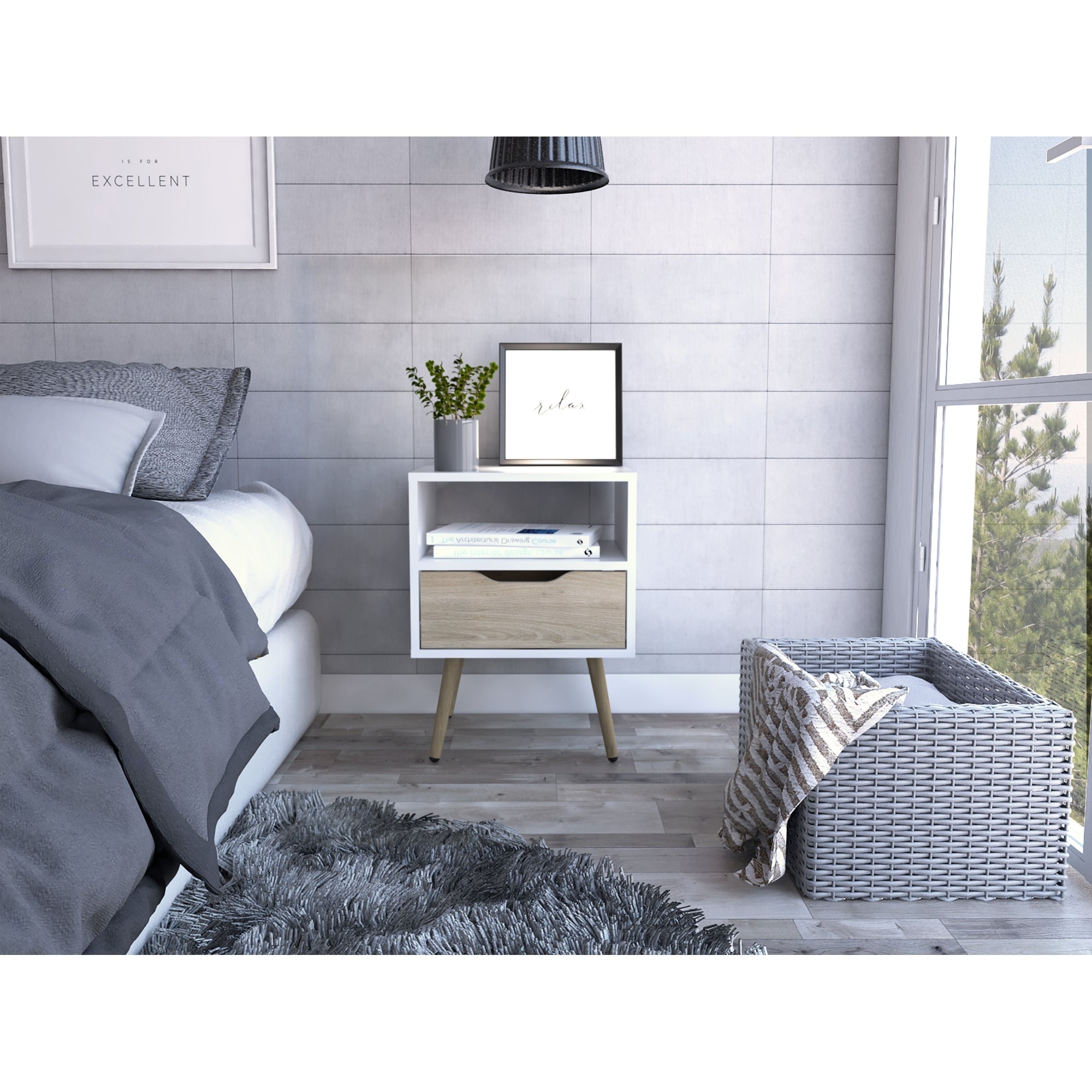 VELADOR 1 CAJÓN OTOM BLANCO Y ROVERE 63,0X40,0X35,0 CM - 3