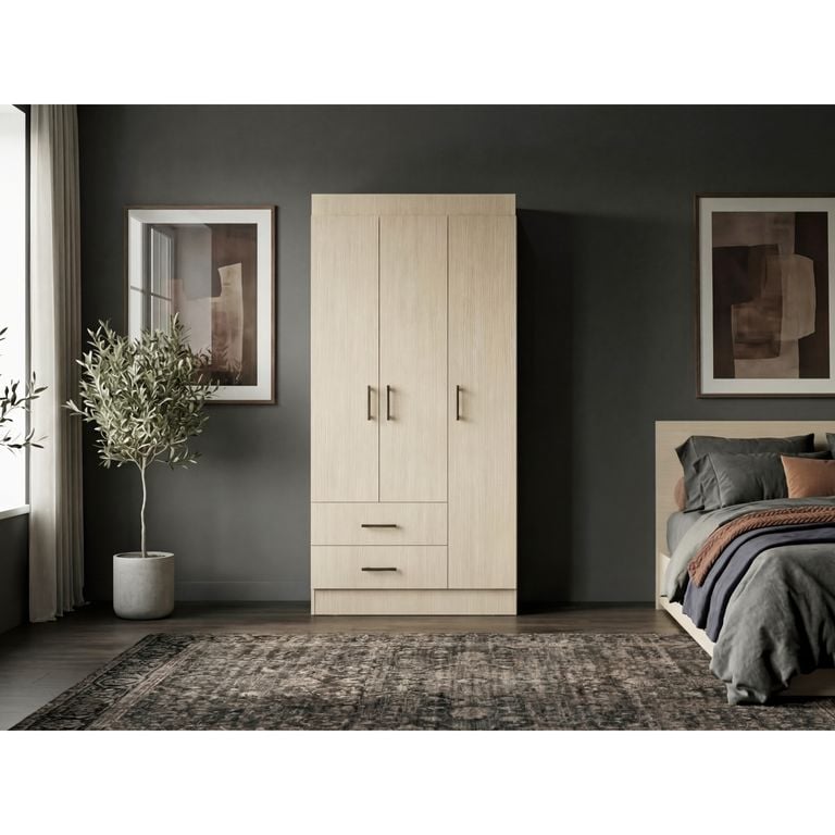 ROPERO 3 PUERTAS 2 CAJONES HOUSTON CARTAGENA Y WENGUE 180,0X90,0X47,3 CM - 1