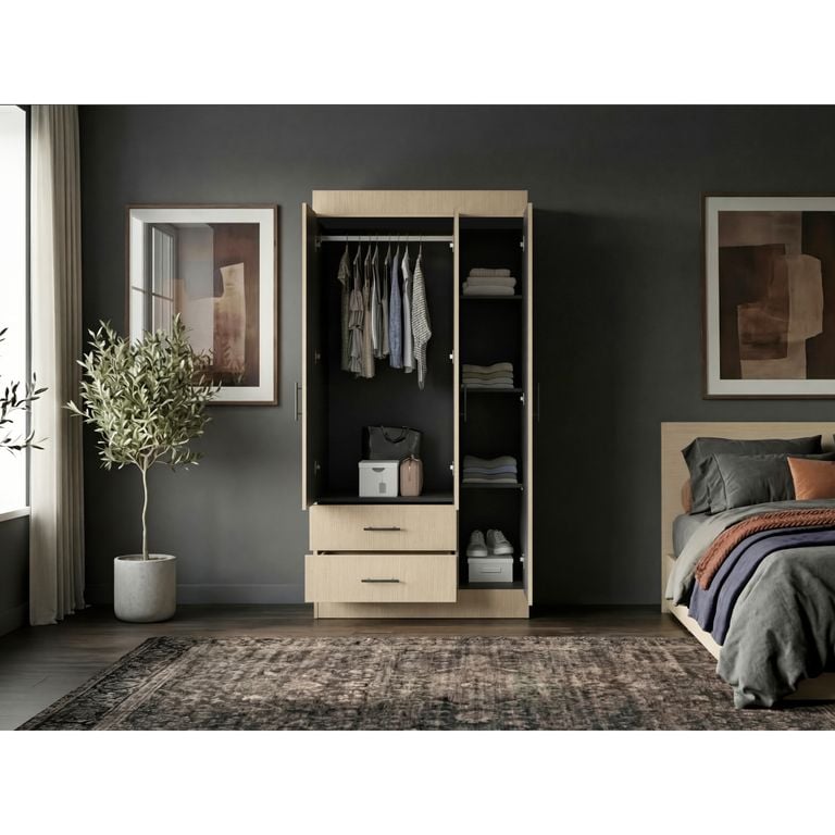 ROPERO 3 PUERTAS 2 CAJONES HOUSTON CARTAGENA Y WENGUE 180,0X90,0X47,3 CM - 2