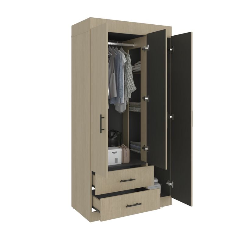 ROPERO 3 PUERTAS 2 CAJONES HOUSTON CARTAGENA Y WENGUE 180,0X90,0X47,3 CM - 5