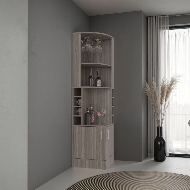 BAR ESQUINERO 2 PUERTAS 8 BOTELLEROS Y PORTACOPAS SYRAH 180,6X46,9X46,9 CM - 1