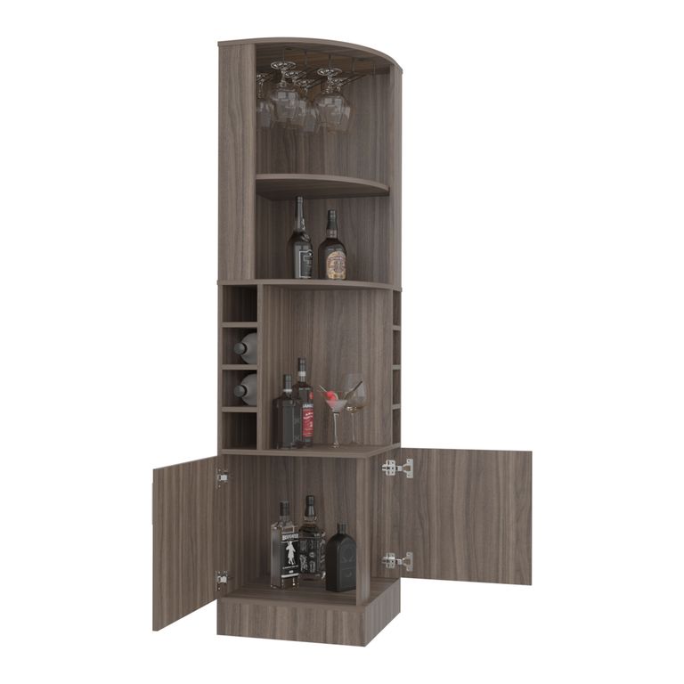 BAR ESQUINERO 2 PUERTAS 8 BOTELLEROS Y PORTACOPAS SYRAH 180,6X46,9X46,9 CM - 6