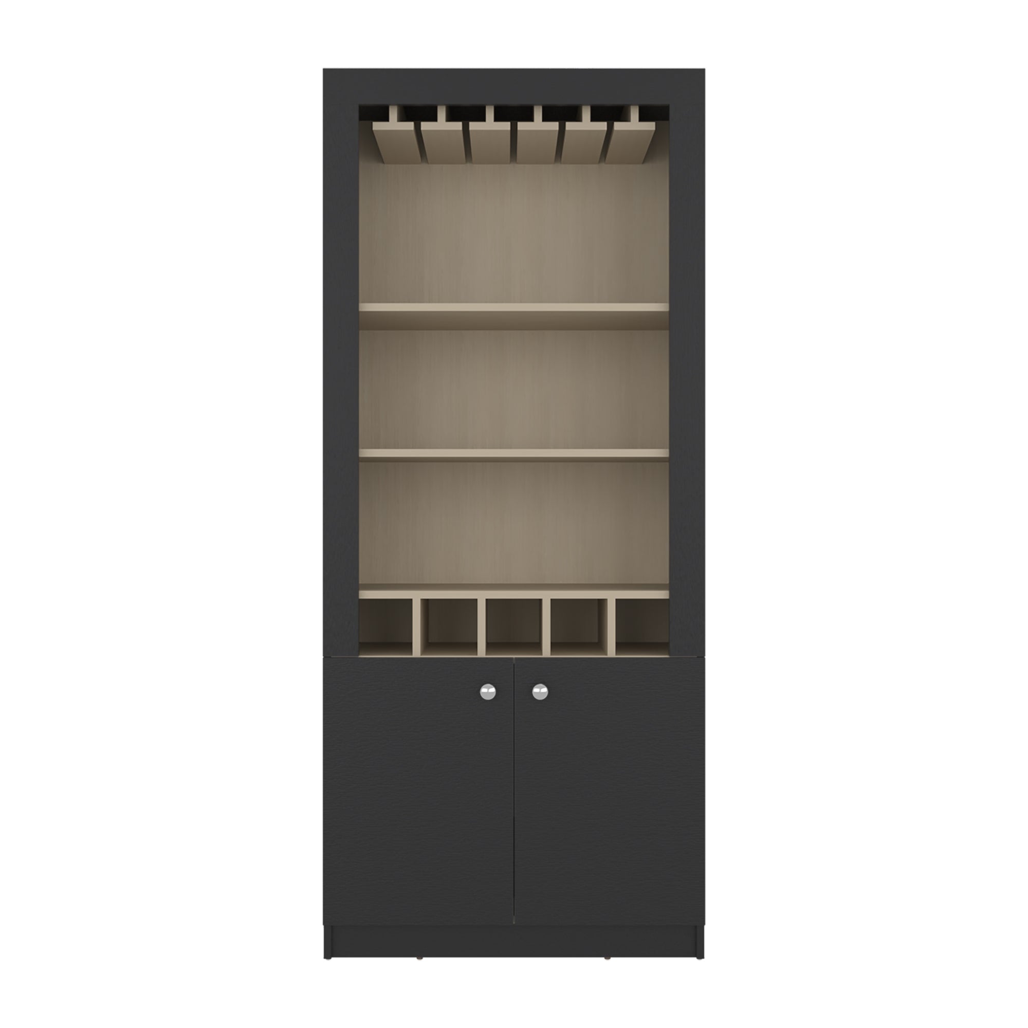 BAR ALTO 2 PUERTAS 5 BOTELLEROS Y PORTACOPAS BELLAGIO WENGUE Y CARTAGENA 175,0X75,0X36,5 CM - 6
