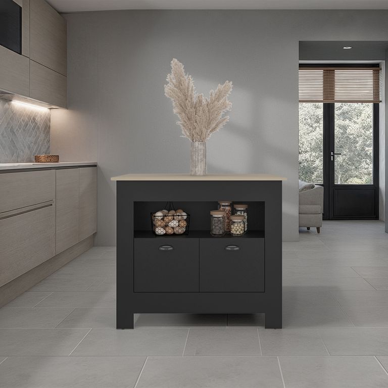 ISLA DE COCINA 2 PUERTAS ARLET WENGUE Y CARTAGENA 89,9X103,0X70,0 CM - 1