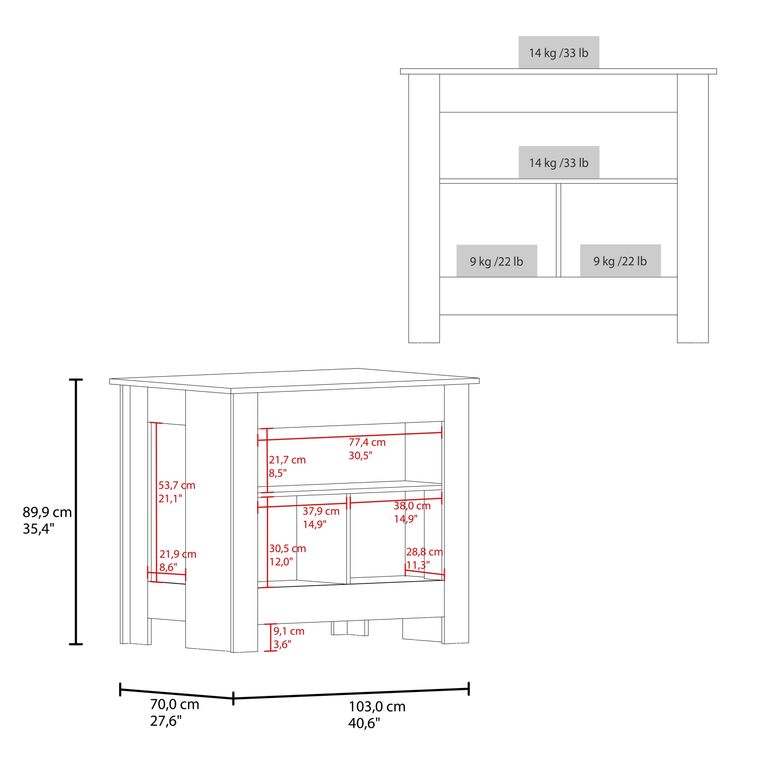 ISLA DE COCINA 2 PUERTAS ARLET WENGUE Y CARTAGENA 89,9X103,0X70,0 CM - 7