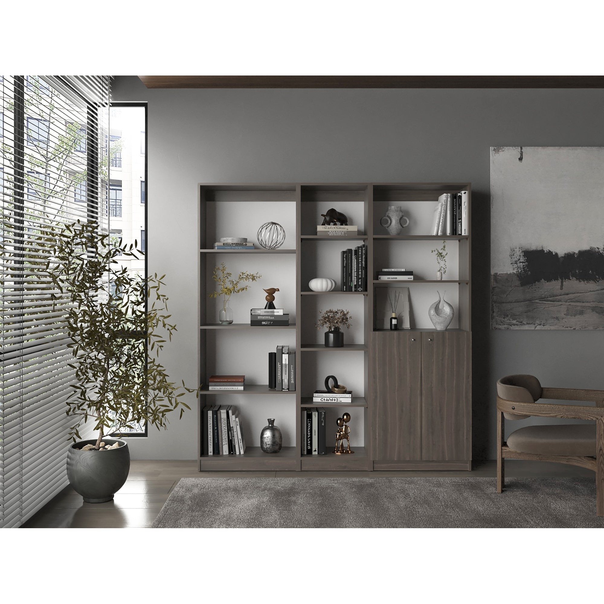 COMBO ESTANTES 14 NIVELES 2 PUERTAS 45CM HOME MILAN Y BLANCO - 1