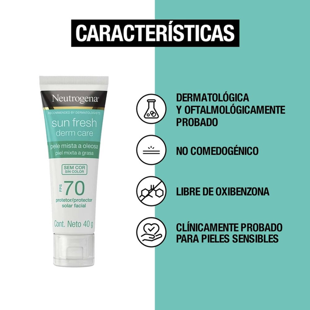 PROTECTOR SOLAR FACIAL NEUTROGENA SUN FRESH DERM CARE FPS70 40 GR - 3