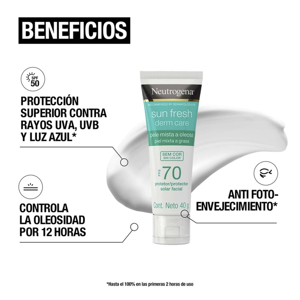 PROTECTOR SOLAR FACIAL NEUTROGENA SUN FRESH DERM CARE FPS70 40 GR - 4