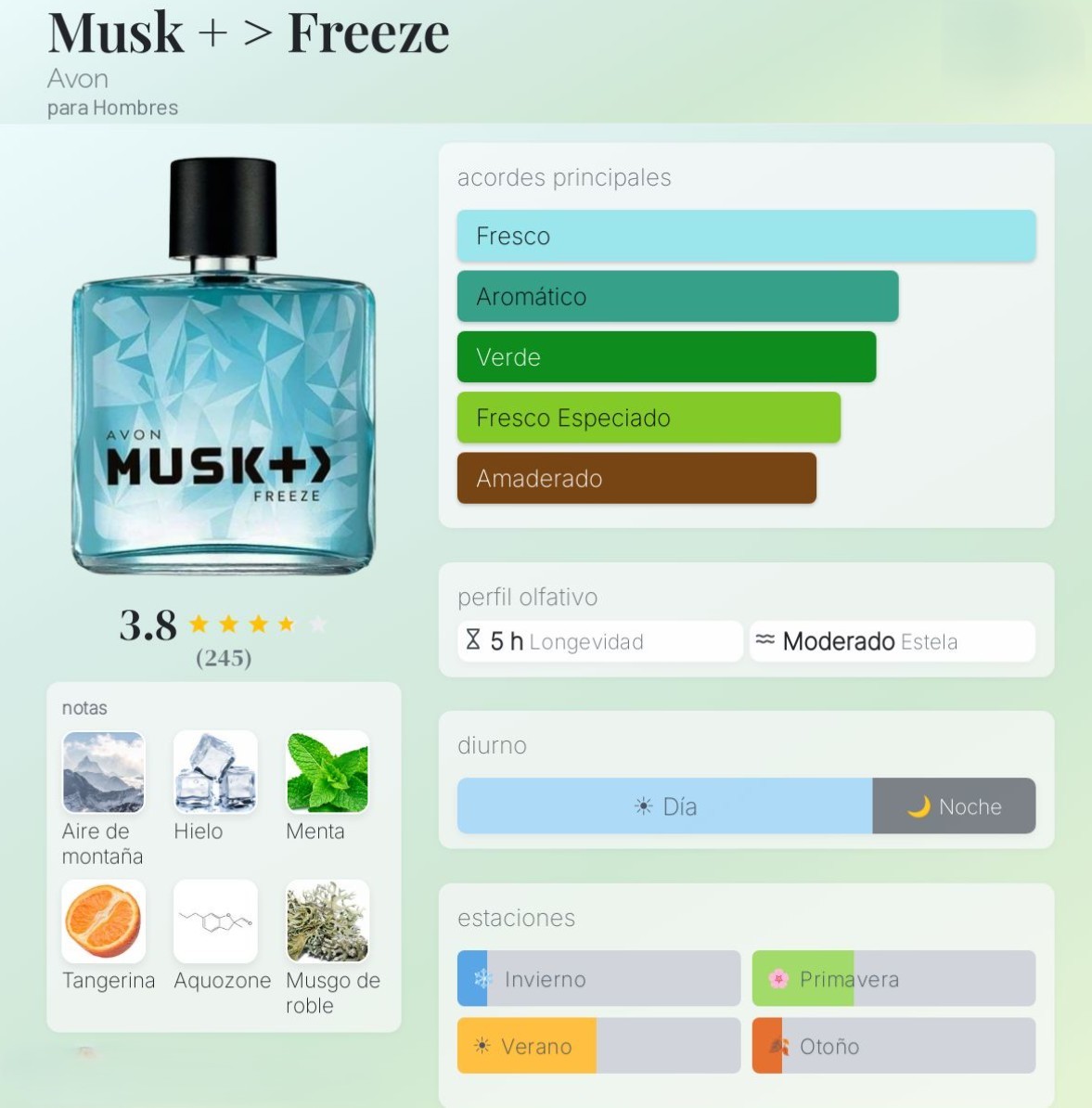 MUSK FREEZE EDP FRAGANCIA DE HOMBRE AVON KAIAK 75ML - 3