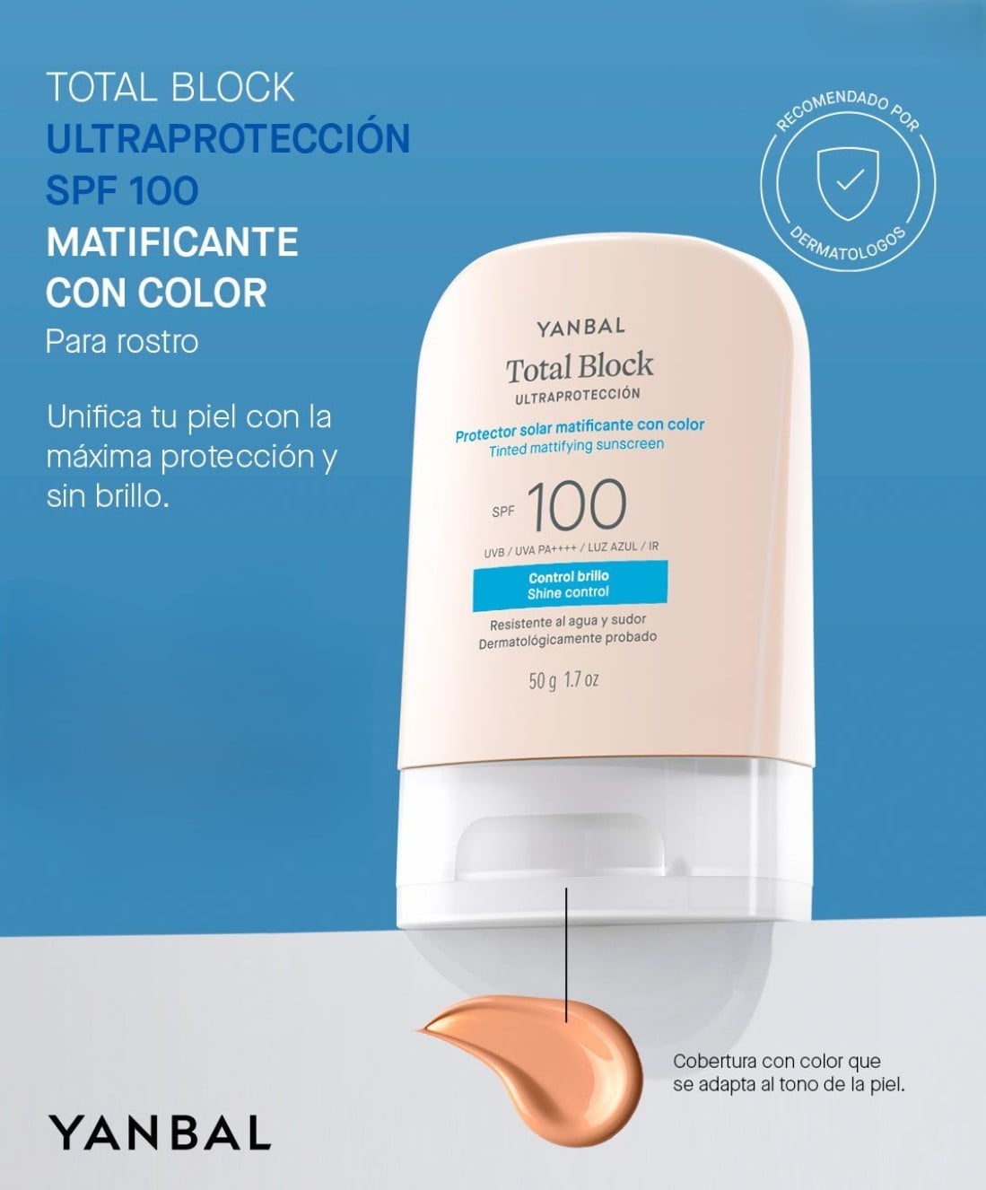TOTAL BLOCK PROTECTOR SOLAR MATIFICANTE CON COLOR SPF100 - 2