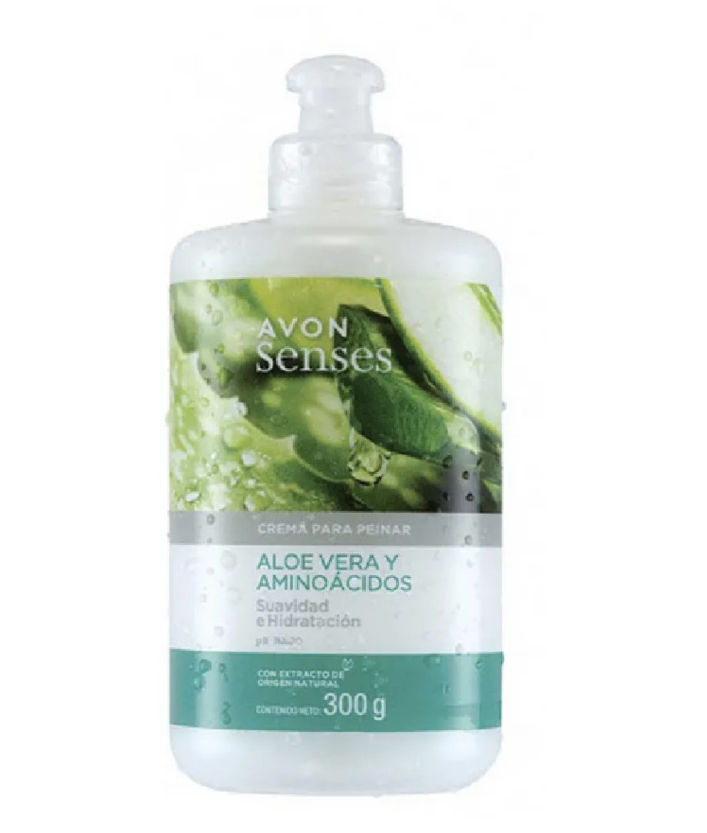 SENSES CREMA PARA PEINAR DE ALOE VERA Y AMINOÁCIDOS 300G AVON - 1