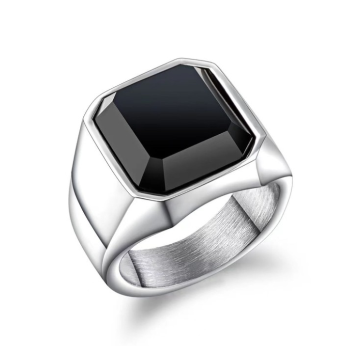 ANILLO CLASSY BLACK PLATA | RIN-07 - 1
