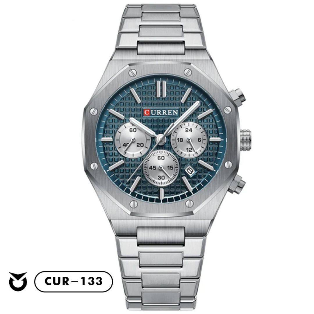 RELOJES CURREN ORIGINAL ELEGANTE PLATEADO | CUR-133 - 1