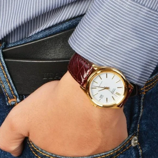 MTP-1183 | RELOJ CASIO HOMBRE DE CUERO DORADO | CAS-110 - 5