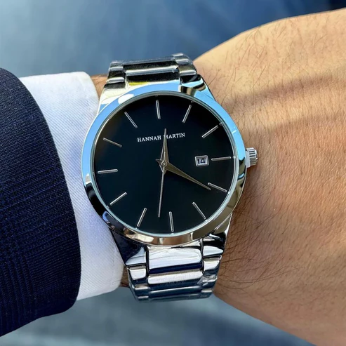 RELOJ HANNAH MARTIN PARA HOMBRE ELEGANTE PLATEADO| HAN-104 - 2