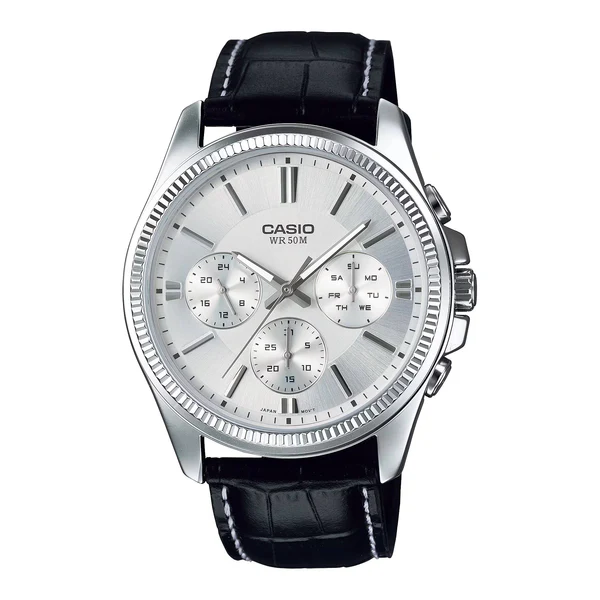 MTP-1375 | RELOJ CASIO PARA HOMBRE DE CUERO NEGRO | CAS-260 - 1