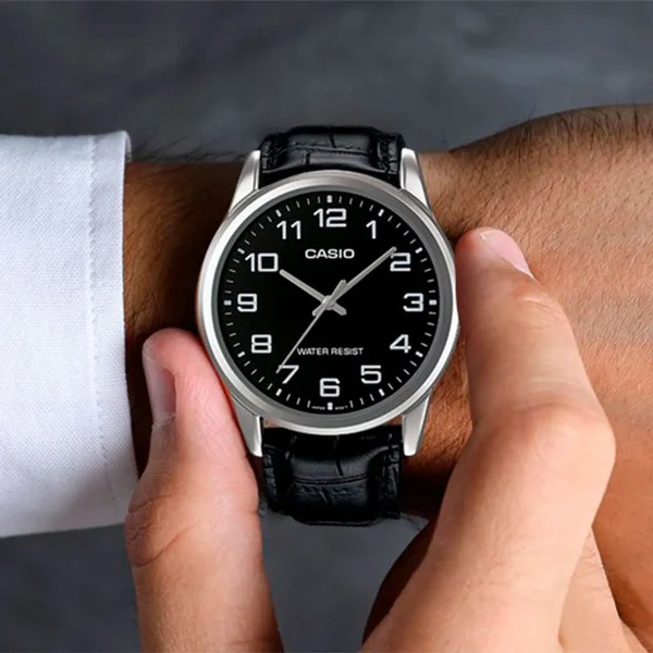 MTP-V001L-1B RELOJES CASIO PARA HOMBRE CUERO NEGRO | CAS-229 - 2