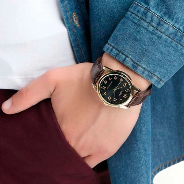 MTP-V001 RELOJES CASIO PARA HOMBRE CUERO MARRON |CAS-3 - 2