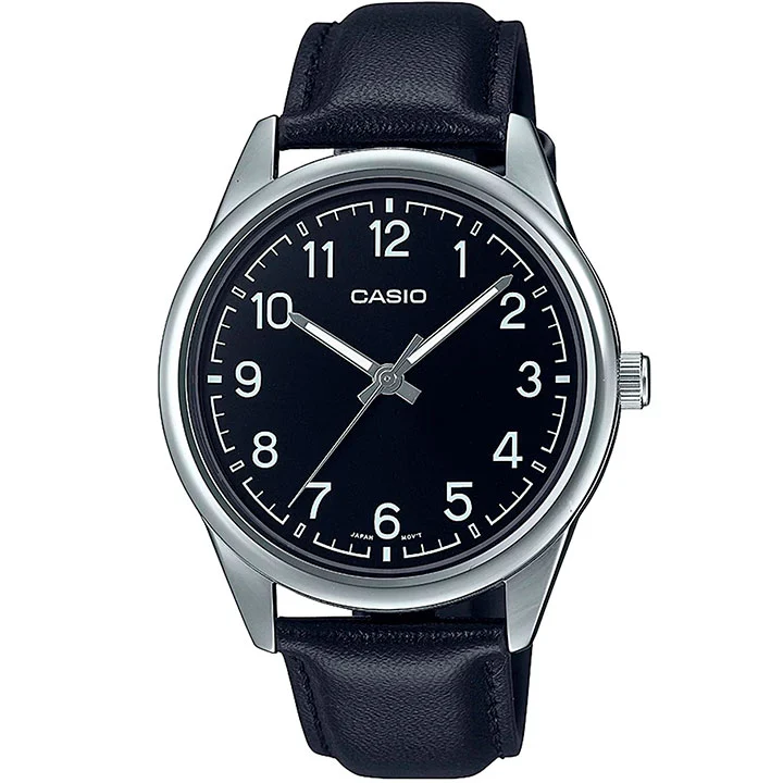 MTP-V005L-1B4 | RELOJ CASIO PARA HOMBRE DE CUERO NEGRO |CAS-233 - 1