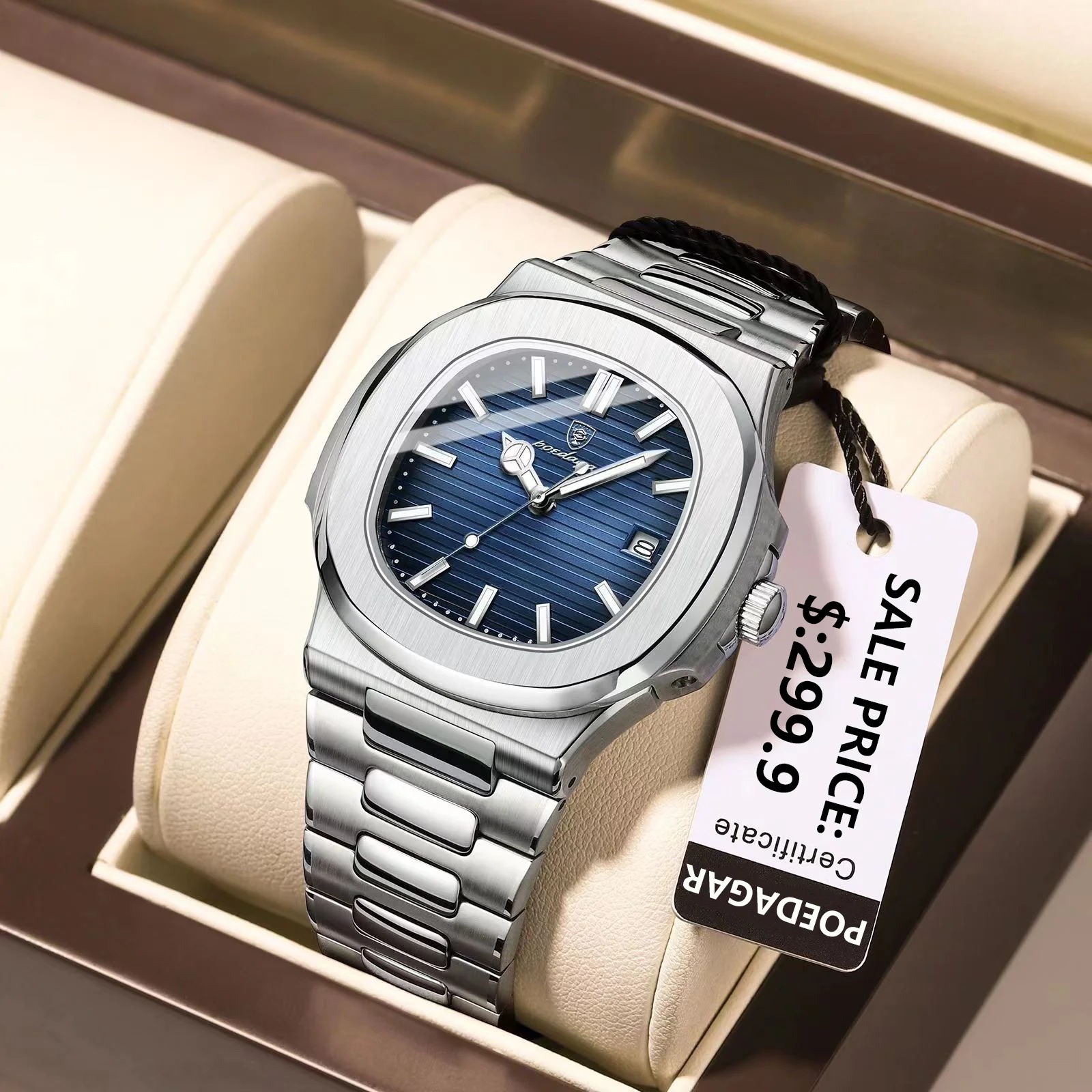 RELOJ PARA HOMBRE POEDAGAR POE-1 ANALÓGICO COLOR PLATEADO Y BLANCO | POE-1 - 2