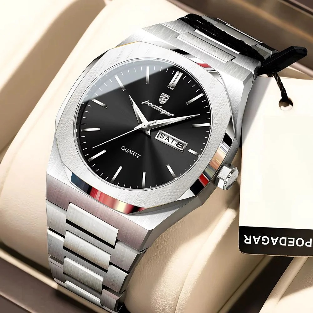 RELOJ POEDAGAR - ELEGANTE PLATEADO PARA HOMBRE | POE-27 - 2