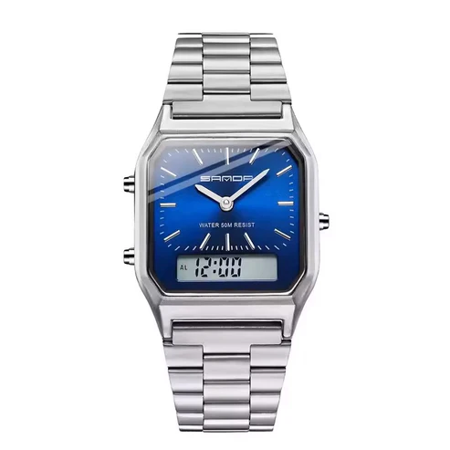 RELOJ SANDA 747 / 6126 PLATEADO AZUL CUARZO/DIGITAL | SAN-144 - 1