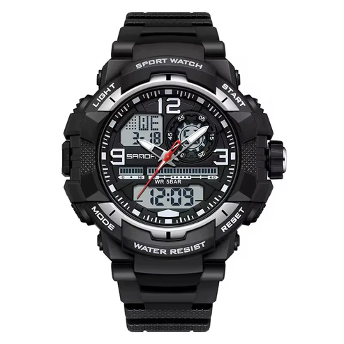 RELOJ SANDA 2156 / 6130 GOMA NEGRO BLANCO CUARZO/DIGITAL | SAN-149 - 1