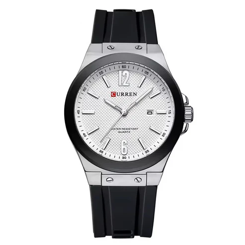 RELOJ CURREN 8467 GOMA NEGRO BLANCO CUARZO | CUR-157 - 1